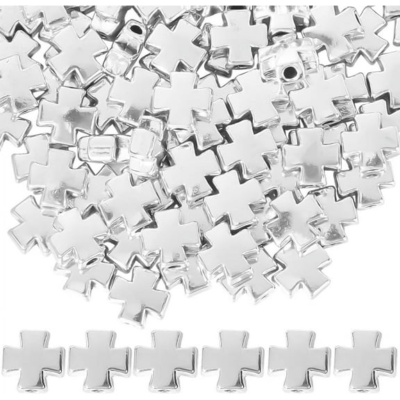 1 Box 100Pcs Antique Silver Cross Beads Easter Cross Spacer Bead Tiny Crucifix Rosary Tibetan Metal Spacers 8 x 7.5mm Crosses Bead for Jewelry Making Supplies DIY Necklace Bracelet Crafts