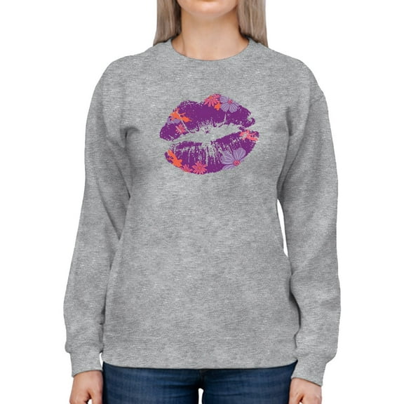 Purple Kiss Smudge With Flowers Sweatshirt Women -GoatDeals Designs, Female XX-Large