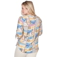 thumbnail image 2 of Alfred Dunner Womens Postcard Print Tie Sleeve Henley Top, 2 of 4