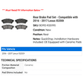 thumbnail image 2 of Rear Brake Pad Set - Compatible with 2016 - 2017 IS200t, 2 of 2
