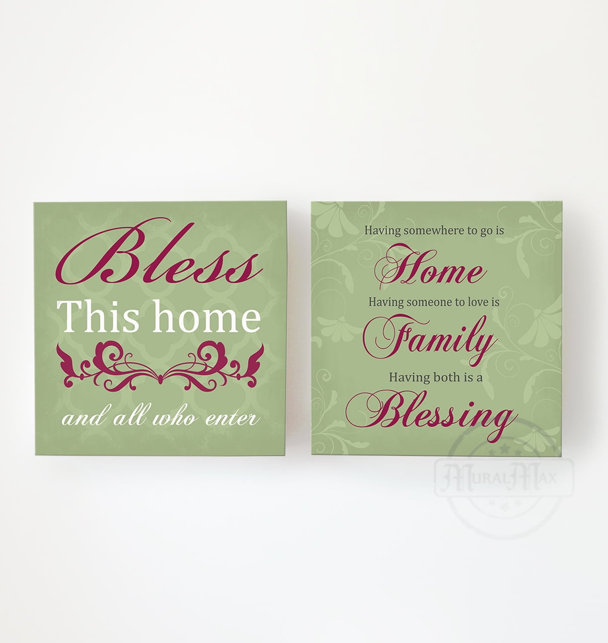 Muralmax Home Family Blessing Inspirational Bible Verse Canvas Wall Decor Art For Your Home Unique Memorable Anniversary Gifts Color Green Set Of 2 Size 10 X 10 Walmart Com Walmart Com