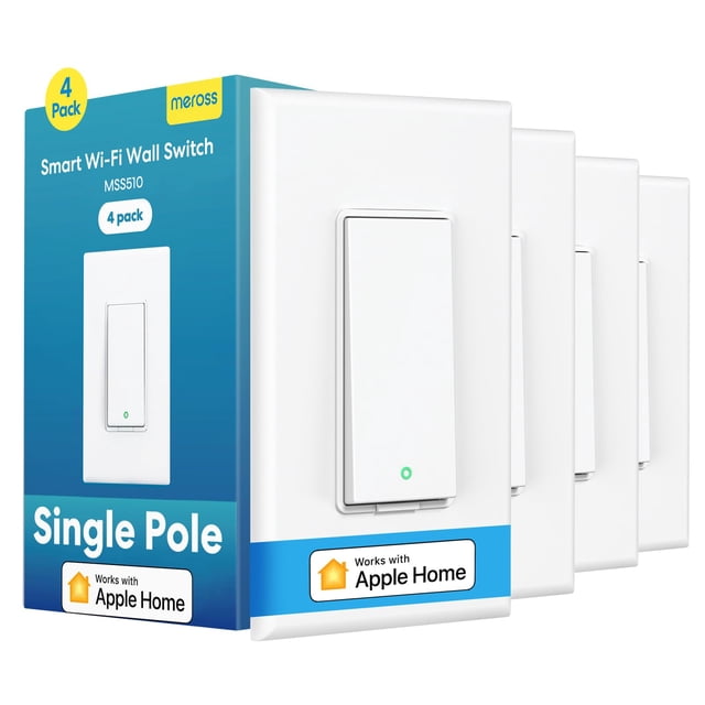 Interruptor de luz inteligente, paquete de 4 unidades, Meross MSS510, Wi-Fi, Alexa Siri