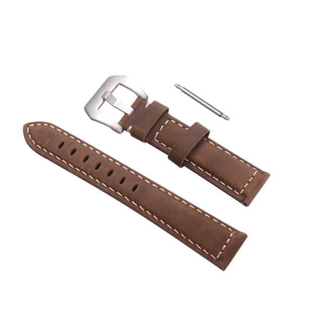 EeaseMX Correa de reloj de cuero genuino de 20 mm, correa de repuesto para reloj retro, correa universal para reloj deportivo de exterior con esfera grande (marrón)