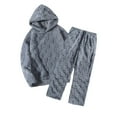 thumbnail image 2 of BiZtdJrK Men Lounge 2 Piece Sets Fuzzy Fleece Cozy Casual Fall Sleepwear Set Long Sleeve Hoodies and Pants Matching Pajama Outfits with Pockets Gray L, 2 of 10