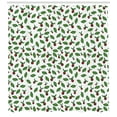 thumbnail image 3 of Cranberry Shower Curtain, Botanical Inspirations Themed Leaves with Berry Fruits Harvest Design, Fabric Bathroom Set with Hooks, 69W X 84L Inches Extra Long, Fern Green Red White, by Ambesonne, 3 of 3