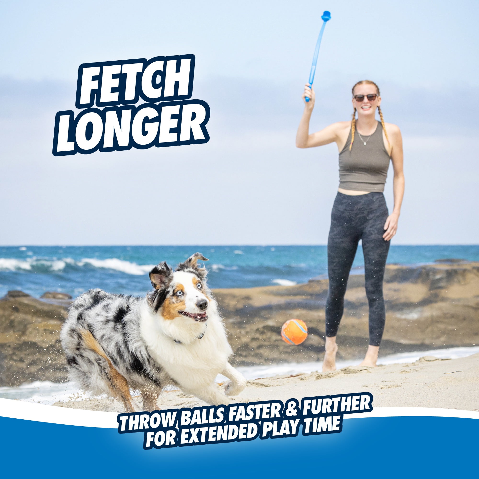 Chuckit! Classic 26M Dog Ball Launcher Fetch Toy For Dogs, 26" Handle, Compatible With Medium 2.5" Ball (Included), For Breeds 20 to 60 lb, Assorted