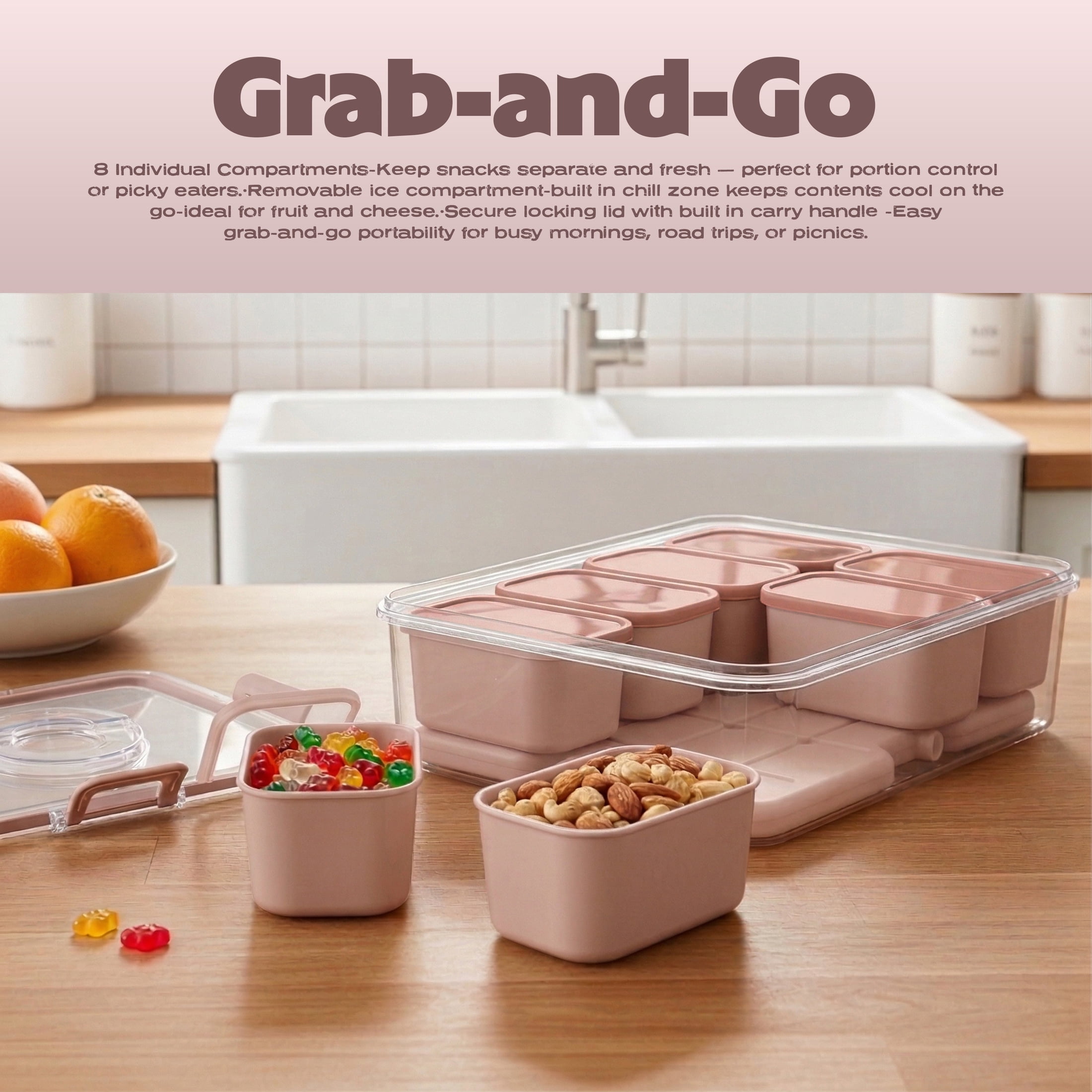 Cook with Color 8-Compartment Snack Box Food Storage Container