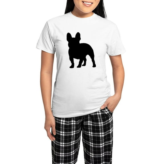 CafePress - French Bulldog Silhouette Women's Light Pajamas - Women's Short Sleeve Print T-Shirt and Pants Light Cotton Pajama Set