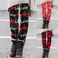 thumbnail image 2 of YUEHUA Cotton Leggings for Women Brushed High Waist Cute Heart Ankle Length Printed Slim Fit Pants Valentine's Day Gifts for Women, 2 of 6