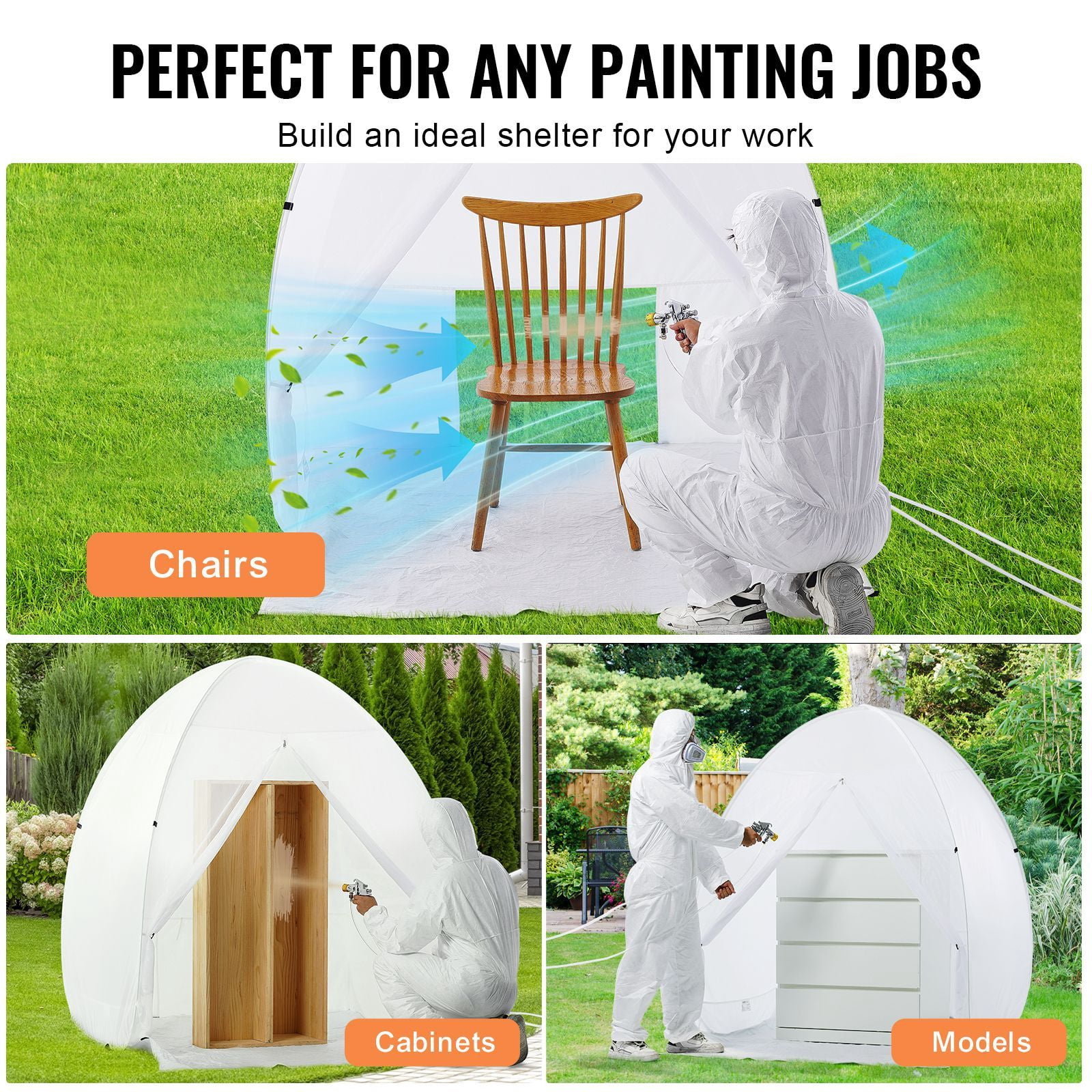 Easy to carry paint tent 60x60x70 inch pop-up paint booth with floor vent storage bag