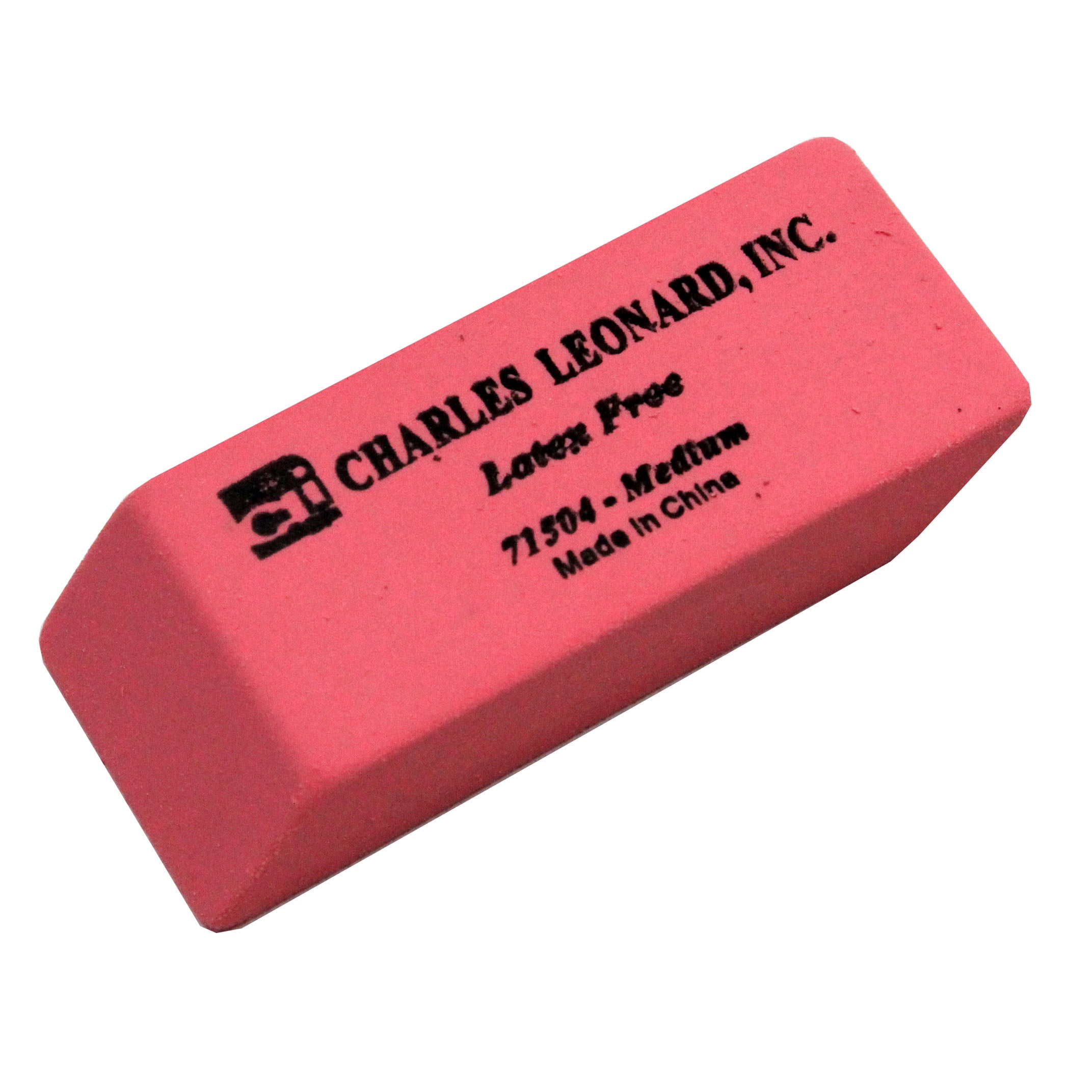 Charles Leonard Eraser, Synthetic, Latex Free, Wedge Shape, Pink, Medium, 24 Per Box, 6 Boxes