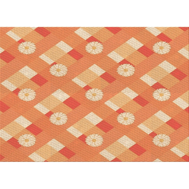 Ahgly Company Tapis d'Intérieur Lavables en Machine Rectangle Transitionnel Jaune Orange, 2' x 3'