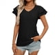 thumbnail image 3 of Camiseta de Verano para Mujer, Cuello en V, Volantes, Corta, Holgada, Color Negro, Talla XXL, 3 of 9