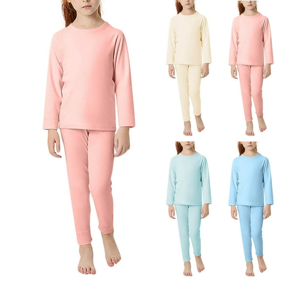 Cowsor Soft Cotton Pajamas for Toddler Boys Girls Kids Long Sleeve Sleepwear with Leggings Long Johns Thermal Underwear Set