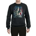 thumbnail image 2 of Wild Bobby, Howling Wolves into the Night Sky with Stars and Stripes, Graphic Sweatshirt, Black, Small, 2 of 3