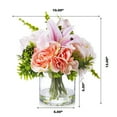 thumbnail image 4 of Enova Home Artificial Flowers Mixed Silk Pink Roses and Lily Fake Flowers Arrangement in Cylinder Glass Vase with Faux Water for Home Office Wedding Decoration, 4 of 4