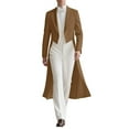 thumbnail image 2 of BRGZLK Mens Tailcoat Cardigan Long Tuxedo Jacket Formal Slim Fit Dress Vintage Suit Blazer Wedding Cocktail Party Holiday Dress Buttoned Woolen Coat Brown XXL, 2 of 5