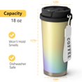 thumbnail image 4 of 18oz Travel Coffee Mug, 316 Stainless Steel Vacuum Insulated Tumbler with 2-in-1 Straw Lid & Strap, Color Gradient Print, 4 of 6
