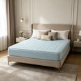 thumbnail image 1 of Quilted Waterproof Bed Cover Set - Ice Silk Mattress Protector, Breathable Cooling Topper, Light Blue, JKODE, 1 of 6