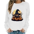 thumbnail image 5 of Jsaierl Women's Halloween Sweatshirts Plus Size Pumpkin Ghost Graphic Sweatshirt Work Crewneck T-shirt Long Sleeve Dressy Casual Pullover Tops Halloween Clothes, 5 of 6