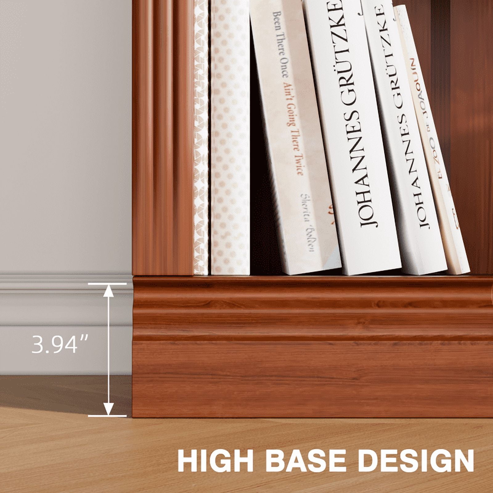 Vineego 5-Shelf Corner Bookcase - Sturdy Red Storage for Home Office, Living Room