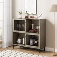thumbnail image 5 of FOLDLIFE Rattan Buffet Cabinet with Storage, Sideboard Cabinet with Sliding Door,Coffee Bar Cabinet, Modern Accent Cabinet Console for Kitchen, Dining Room, Living Room, Hallway, Entry,Grey, 5 of 7