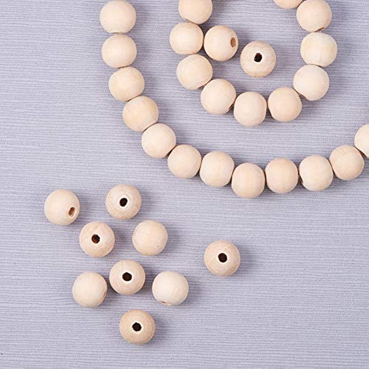 Wooden Beads 50Pcs 12mm (1/2 Inch) Natural Unfinished Wood Spacer Beads Round Ball Wooden Loose Beads for Bracelet Pendants Crafts Hair Braids DIY Jewelry Making Christmas Decoration
