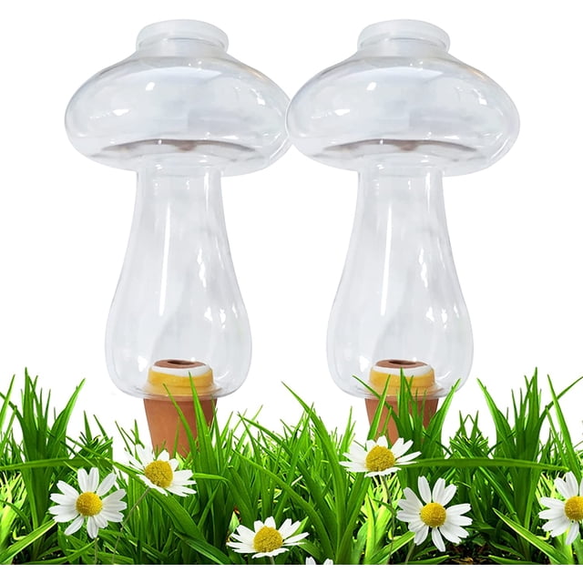Piezas Botella de Riego Cono 300ML, Bola de Arcilla para Plantas de Interior, Sistemas de Riego Automático para Macetas, Dispensador de Agua Plantas Riego Bolas Transparentes de Vacaciones (Seta)