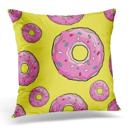 CMFUN Donuts with Pink Icing Yellow Pattern for Cafes Restaurants Coffee Shops Catering Design for Booklet Pillow Case Pillow Cover 20x20