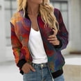 thumbnail image 2 of WAGUTH Womens Multi-Pattern Print Zip Up Bomber Jackets Long Sleeve Casual Lightweight Jacket with Rib Trim for Spring Fall Wear, 2 of 5