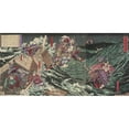 thumbnail image 2 of Kobayashi Kiyochika 14x9 Black Ornate Wood Framed Double Matted Museum Art Print Titled: Minamoto Yoshitsune, Governor of Iyo, Leaping Across Eight Boats (1879), 2 of 5
