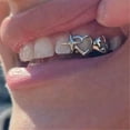 thumbnail image 3 of Retro Hollow Heart Stars Teeth Caps Silver Gold Tooth Grills Punk Hip Hop Jewelry, 3 of 13