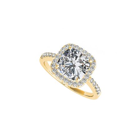 2 50 Ct 14k Yellow Gold Cushion Cut Cubic Zirconia Square Halo