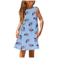 thumbnail image 1 of TJAZFJPA Robes pour Filles Taille 10-12 Robe Sans Manches du 4 Juillet Imprimé Drapeau Patriotique Mignon Ligne A Extensible Confortable Robe Décontractée d'Été pour Tout-Petits Enfants Petites Filles Robes, 1 of 5