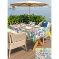 thumbnail image 5 of Outdoor Tablecloth with Umbrella Hole for Patio/Picnic/Party/Camping, Children's Day Waterproof Table Cloth Rectangle Table Cover Washable, Cartoon Cute Flowers Leaf Blue Plaid (60"x 102"), 5 of 8
