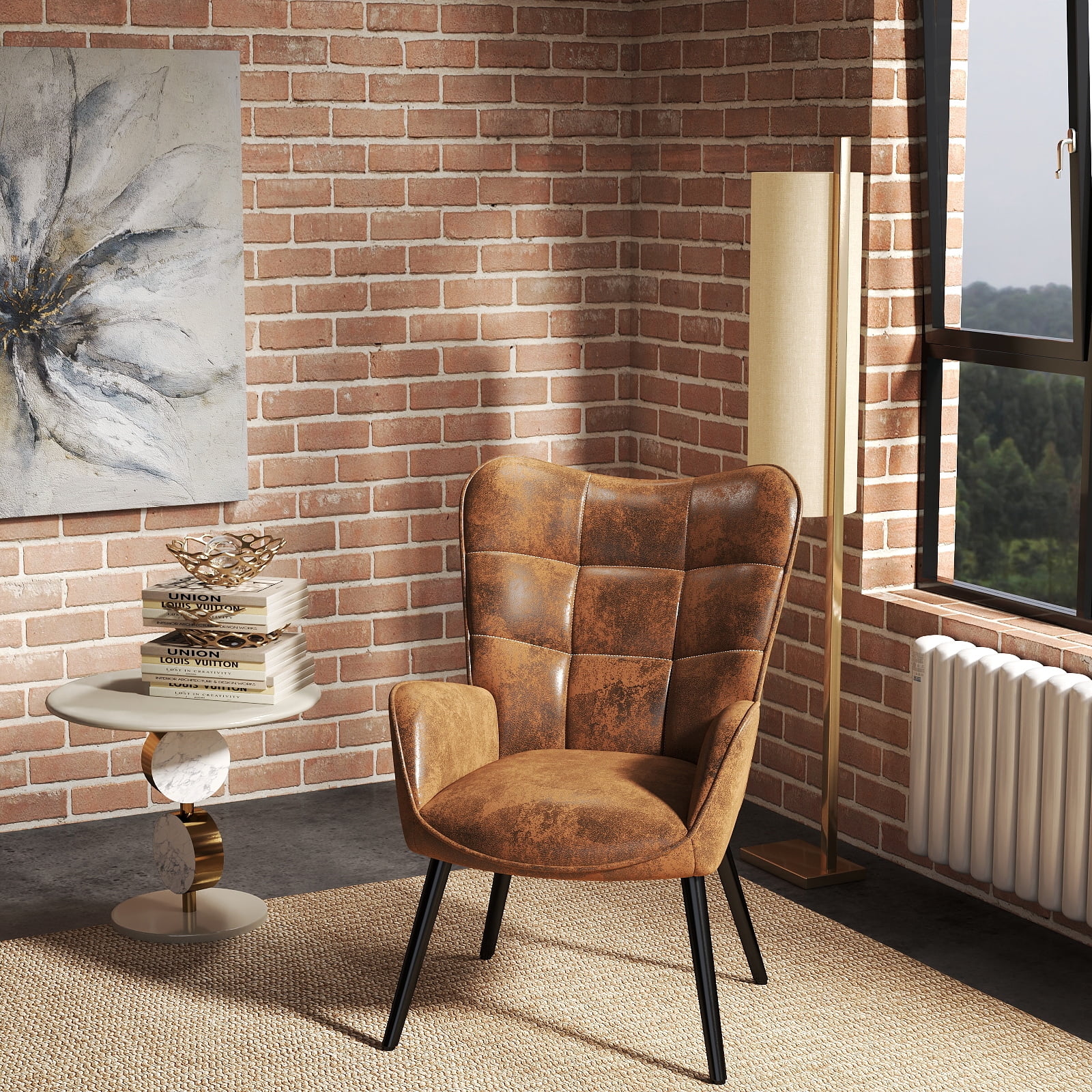 Homy Casa Waiting Room Guest Chair Office Reception Charis Lounge Charis for Living Room Bedroom, Brown