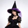 thumbnail image 3 of Hsqqdc Women Ruffled Pointer Hat Velvet Ribbon Bow Fantasy Theme Event Masquerade Cap, 3 of 7