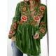 thumbnail image 4 of Blusa de mujer con estampado vintage, escote en V, manga larga, puños elásticos, ropa de calle, primavera y otoño, camiseta holgada de terciopelo, jersey, ropa de mujer, 4 of 4