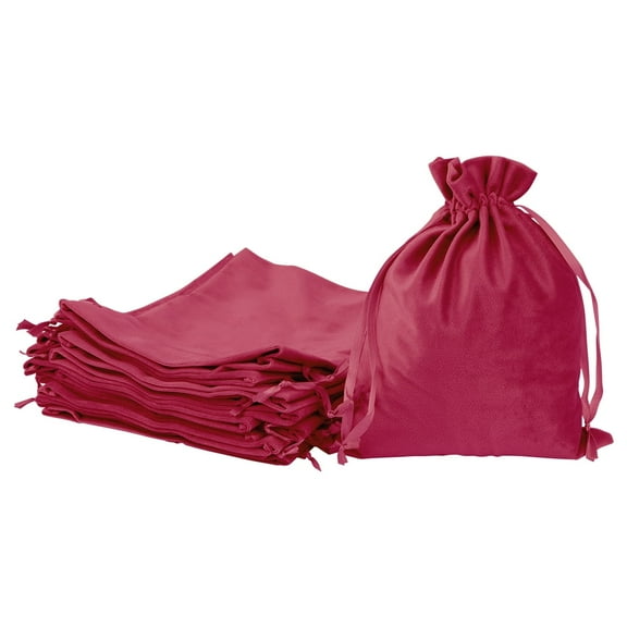 Koyal Wholesale 8" x 10" Burgundy Velvet Drawstring Favor Bags, 25-Pack
