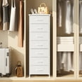 thumbnail image 2 of Tomnk woo White Tall Dresser for Bedroom with 7 Drawers, Vertical Chest of Drawer in Closet, Nightstand Storage Tower Unit Organizer with Fabric Bins for Dorm,Living Room,Entryway,Hallyway, 2 of 7