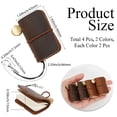 thumbnail image 2 of 4Pcs 2 Colors 1.7 x 1.9inch Mini Travelers Notebook Genuine Leather Cover Strap Refillable Personalized Tiny Travel Journal Blank Pocket Diary Brown, 2 of 6