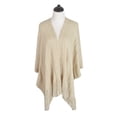 thumbnail image 2 of Premium Two Tone Reversible Soft Knit Fringe Shawl Wrap Poncho Cape, 2 of 5