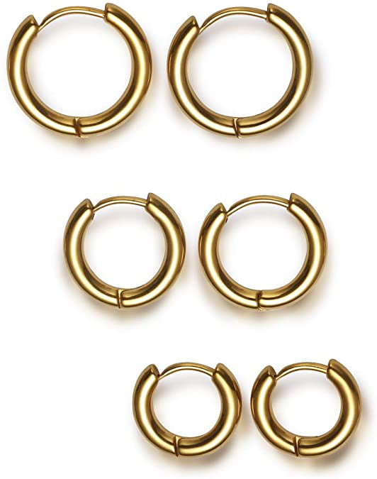 Surgical Stainless Steel Small Hoop Earrings 10mm/12mm/14mm Huggie Hoop Earrings for Women and Men 