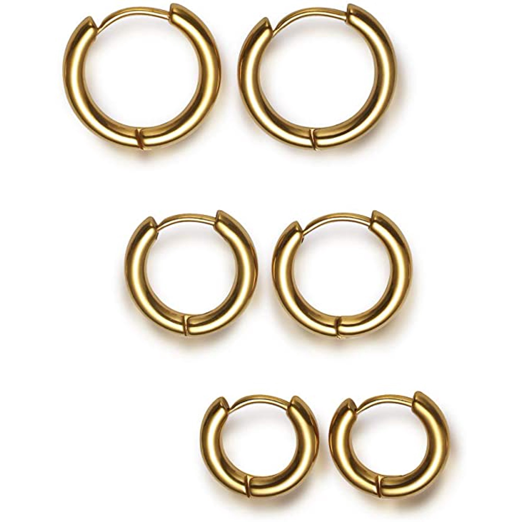 Boucles D'oreilles Créoles Plaquées Or 8/10/12 Mm - Argent 925, Sans Nickel, Pour Femmes/filles