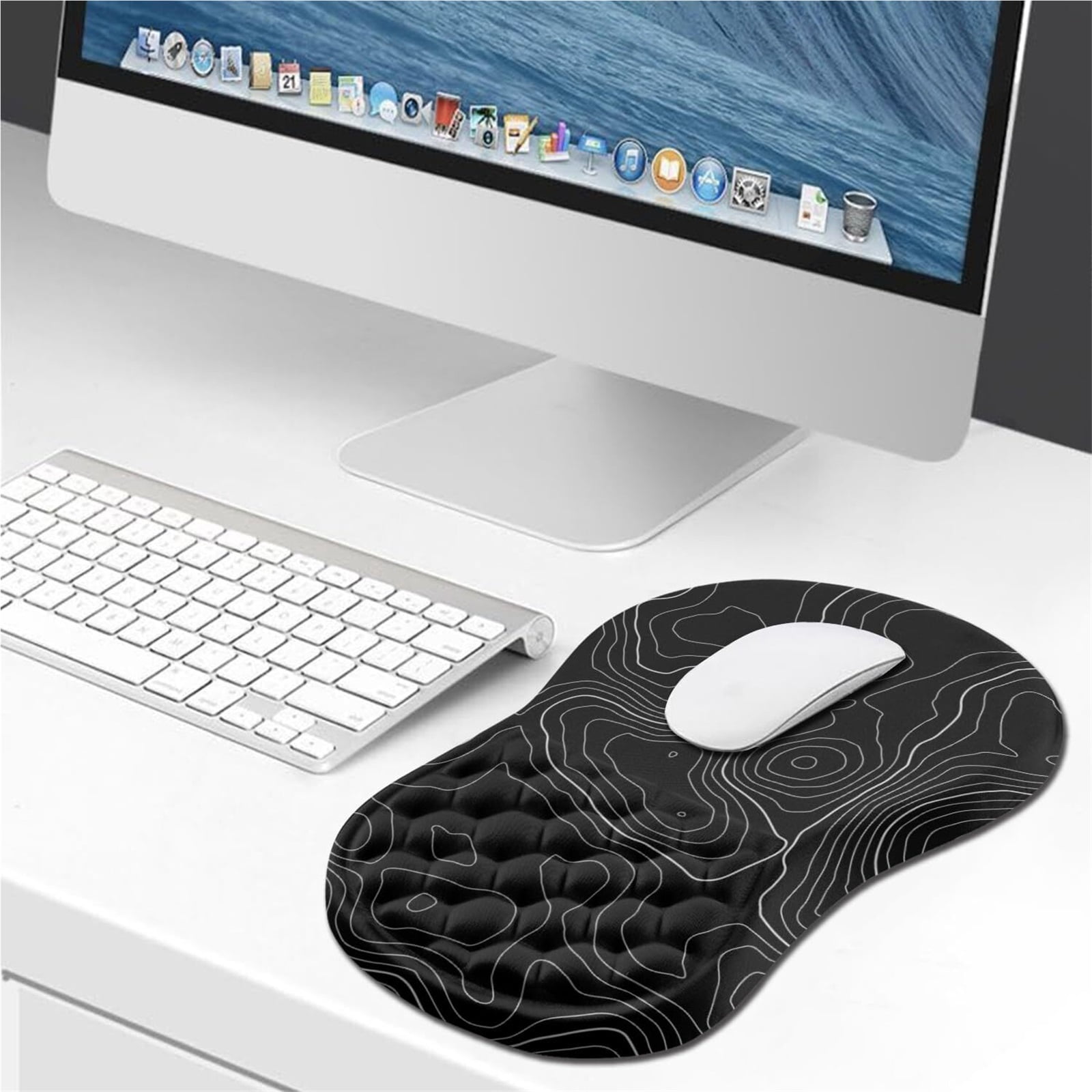 NexTone Ergonomic Mouse Pad Wrist Support, Wrist Rest Mousepad for Carpal Tunnel Pain Relief with Integrated Memory Foam Slope Massage Bulge (11.8x7.9 inch,Pink Fluid