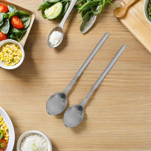 NUOLUX 2Ud Cucharas Telescópicas En Acero Inoxidable Para Cocina Camping Y Uso Portátil Color Plata