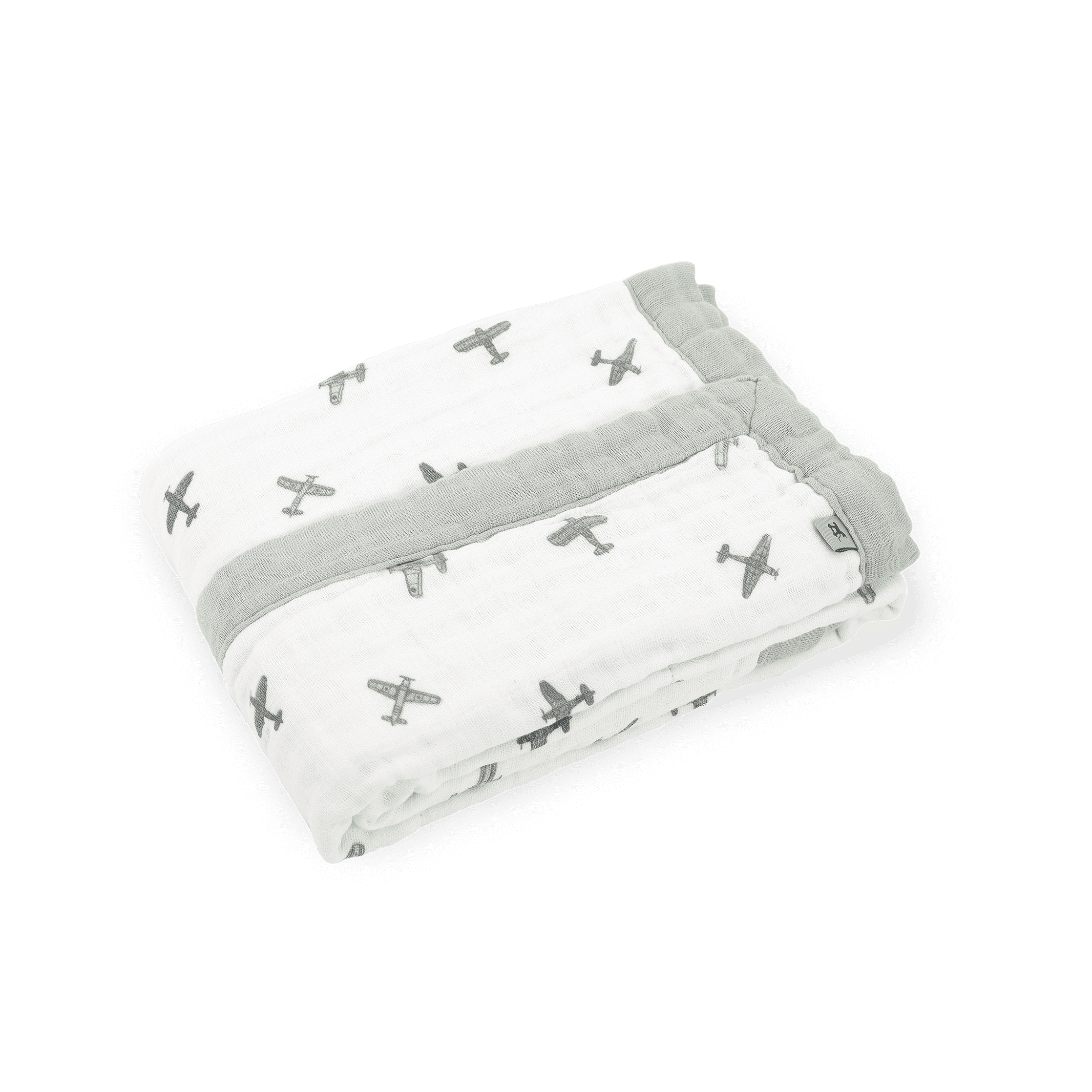 Little Unicorn Organic Cotton Muslin Baby Quilt- Pewter Planes