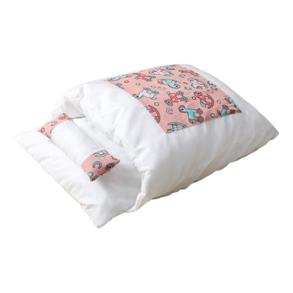Acahhotxx Kitten Bed, Cat Cave Bed Sleeping Cuddle Bag for Small Dog Self-Warming Nest Calming & Cosy Covered Cushion with Pillow - Pink - L