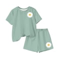 thumbnail image 6 of Amidoa Girls 2 Piece Outfits Summer Clothes Cute Floral Print Short Sleeve T-Shirt and Casual Shorts Kids Clothing Sets,Green Size 13, 6 of 6