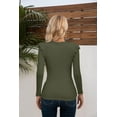 thumbnail image 4 of Vafful Women Long Sleeve Tops Ruffle Crew Neck T Shirts Casual Fall Top Clothes Soft Breathable Eyelet Tops Blouses Slim Fit Ribbed Tunics 2023 Causal Long Balloon Sleeve Army Green S-XL, 4 of 5